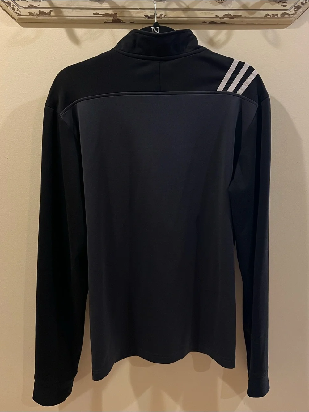 adidas Men’s Black Performance 1/4 Zip Pullover with White Stripes